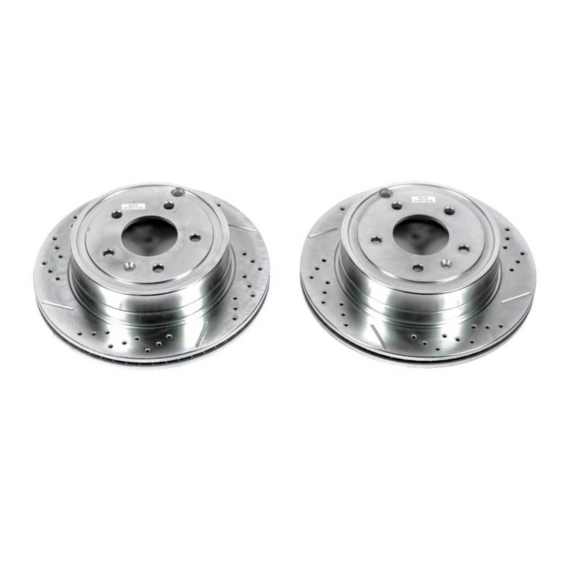 Chevrolet Captiva Sport Brake Rotors (2) - Rear - PowerStop - Evolution Drilled & Slotted - Silver - `12-`15