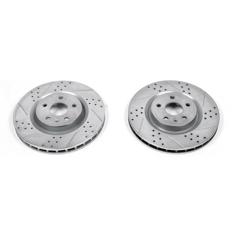 Buick Regal Brake Rotors (2) - Front - PowerStop - Drilled & Slotted Evolution - Silver - `12-`13