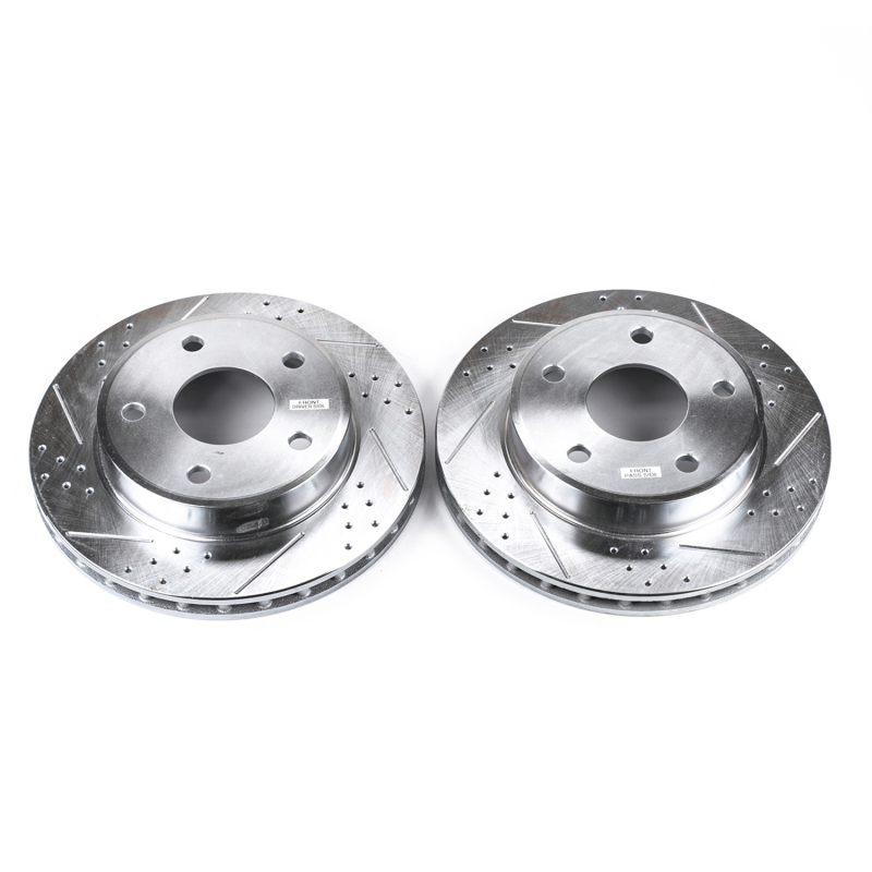 Mitsubishi Raider Brake Rotor (2) - Front - PowerStop - Evolution Drilled & Slotted - Silver Zinc Plated - `06-`09