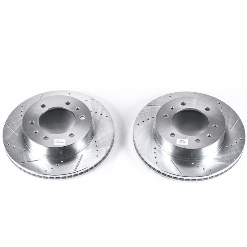 Hummer H3 Brake Rotors (2) - Front - PowerStop - Evolution Drilled & Slotted - Silver - `06-`10