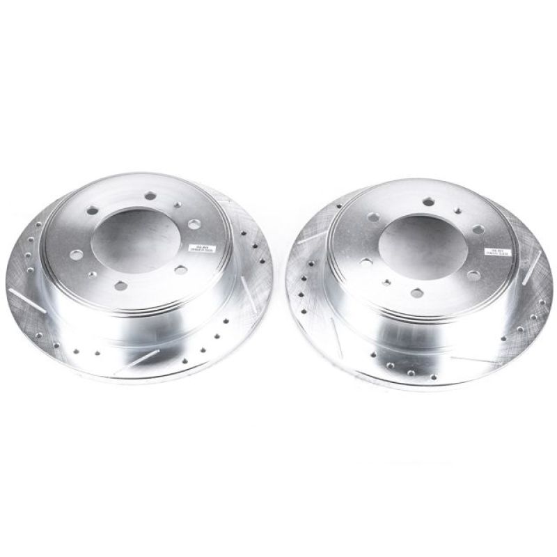 Hummer H3 Brake Rotors (2) - Rear - PowerStop - Evolution Drilled & Slotted - Silver - `06-`10