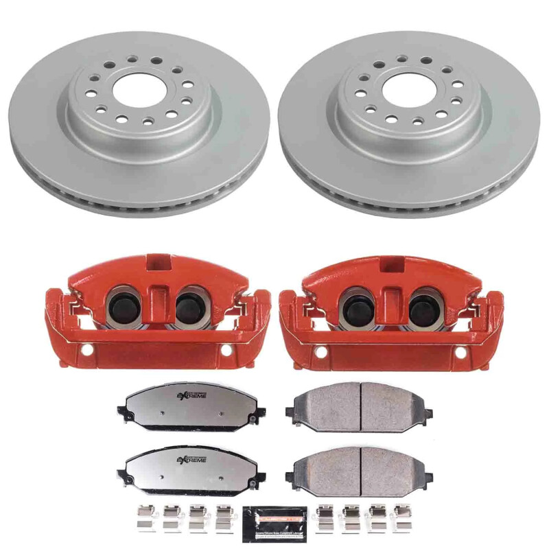 Ram 1500 Brake Kit - Front - PowerStop - Z36 Coated Rotors + Powder Coated Calipers - `19-`24