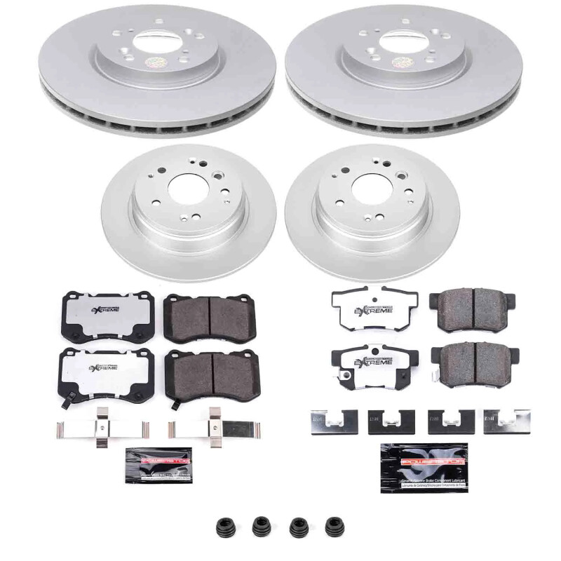 Acura TL Brake Kit - Front + Rear - PowerStop - Z26 Coated Rotors + Pads - `04-`08