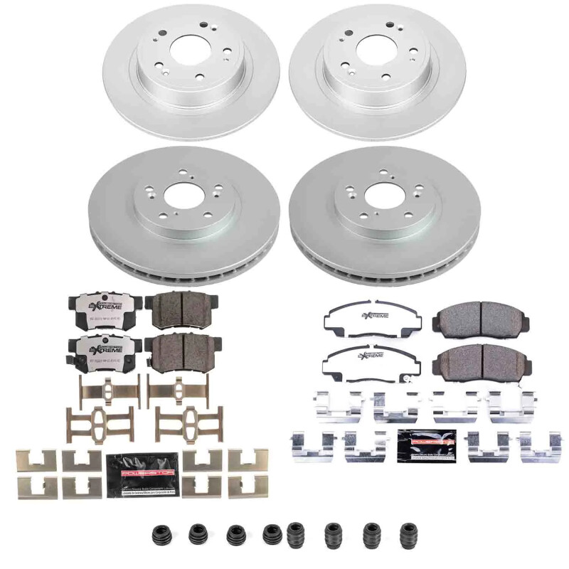 Honda Accord Brake Kit - Front + Rear - PowerStop - Z26 Coated Rotors + Pads - `06-`07