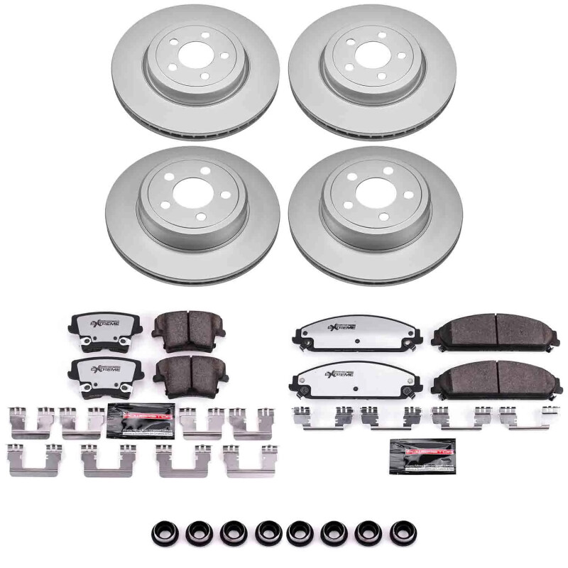 Chrysler 300 Brake Kit - Front + Rear - PowerStop - Z26 Coated Rotors + Pads - `05-`23