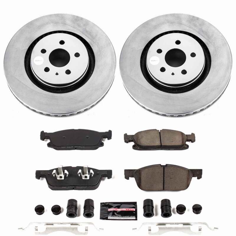 Ford Edge Brake Kit - Front - PowerStop - Z23 Coated Rotors + Evolution Pads - `15-`20
