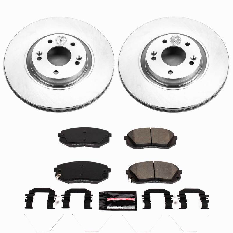 Hyundai Sonata Brake Kit - Front - PowerStop - Z23 Evolution Coated Rotors + Pads - `16-`19