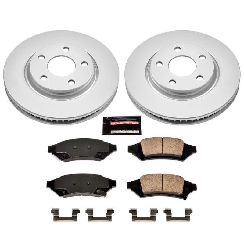 Pontiac Grand Prix Brake Kit - Front - PowerStop - Fully Geomet Coated Rotors + Z17 Low-Dust Ceramic Pads - 2004 Pontiac Grand Prix Brake Kit - Front - PowerStop - Fully Geomet Coated Rotors + Z17 Low-Dust Ceramic Pads - 2004