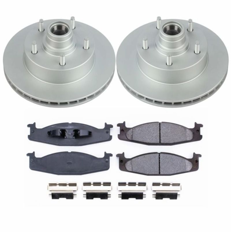 Ford E-150 Brake Kit - Front - PowerStop - Genuine Geomet Coated Rotors + Z17 Low-Dust Ceramic Pads - 2003