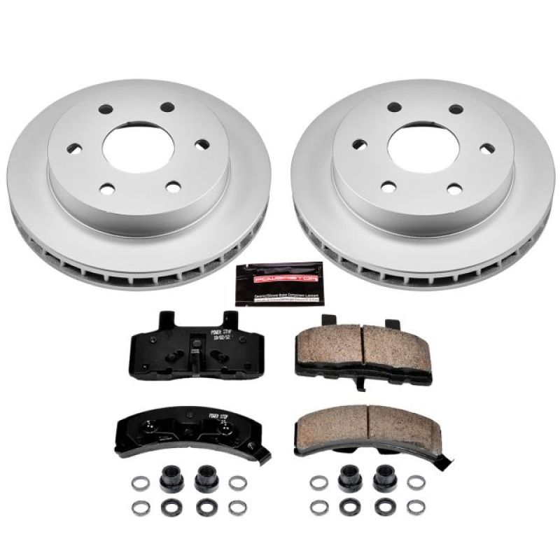 Cadillac Escalade Brake Kit - Front - PowerStop - Geomet Coated Rotors + Z17 Low-Dust Ceramic Pads - `99-`00