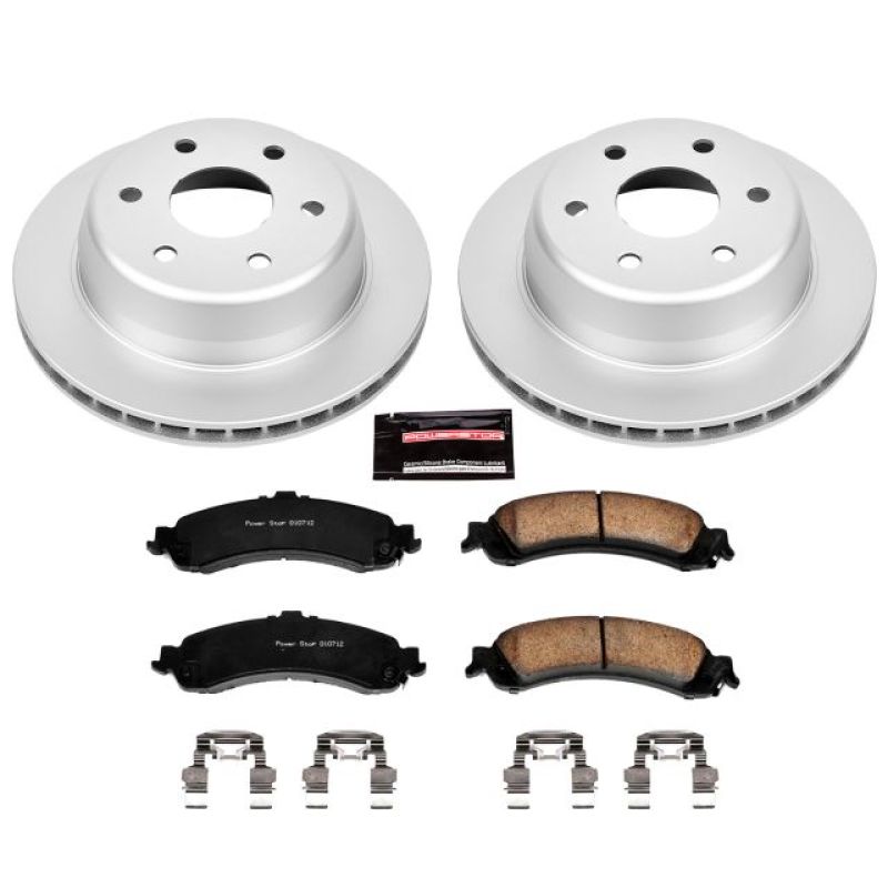 Cadillac Escalade Brake Kit - Rear - PowerStop - Genuine Geomet Coated Rotors + Z17 Low-Dust Ceramic Pads - `02-`06