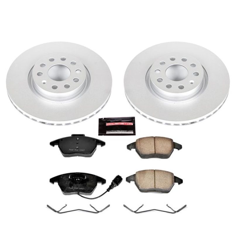 Audi A3 Brake Kit - Front - PowerStop - Z23 Evolution Sport Coated Rotor + Carbon-Fiber Ceramic Pads - `06-`13