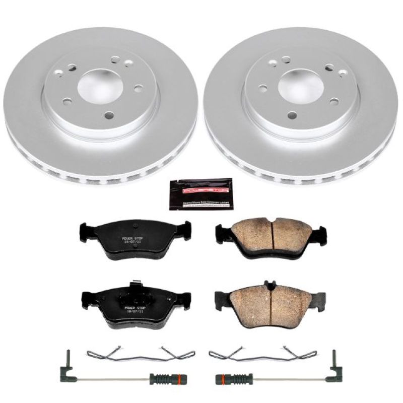 Mercedes-Benz C230 Brake Kit - Front - PowerStop - Geomet Coated Rotors + Z23 Carbon-Fiber Ceramic Pads - `99-`00