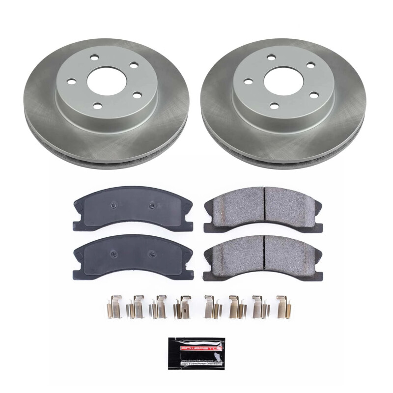 Lincoln Town Car Brake Kit - Front + Rear - PowerStop - Geomet Coated Rotors + Low-Dust Ceramic Pads - `03-`11