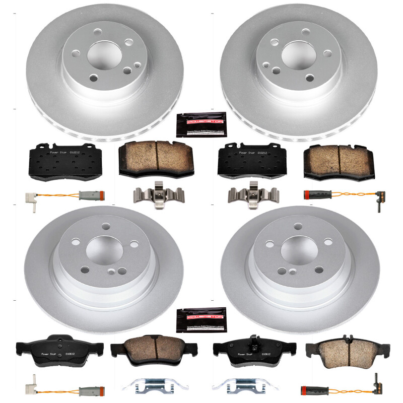 Mercedes-Benz E350 Brake Kit - Front + Rear - PowerStop - Geomet Coated Rotors + Z23 Carbon-Fiber Ceramic Pads - 2006