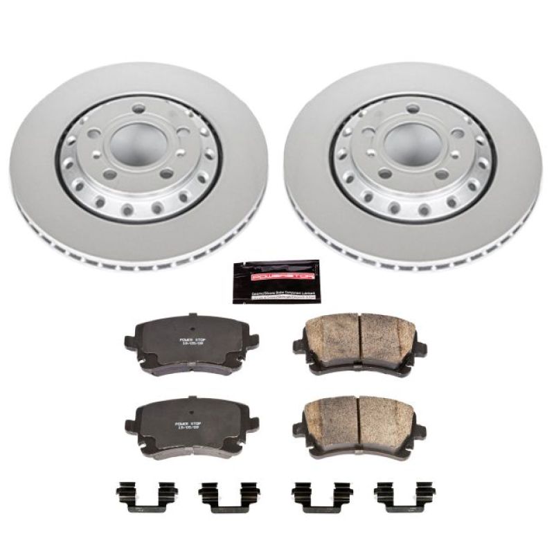 Audi A8 Quattro Brake Kit - Rear - PowerStop - Geomet Coated Rotors + Z23 Carbon-Fiber Ceramic Pads - `03-`10