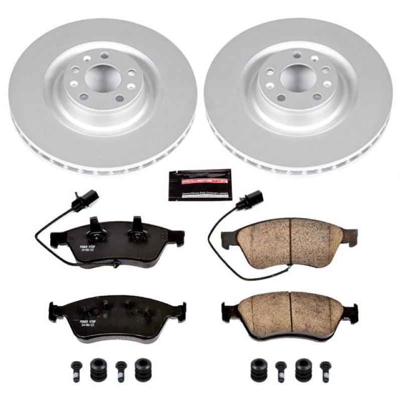 Audi A6 Quattro Brake Kit - Front - PowerStop - Genuine Geomet Coated Rotors + Z23 Carbon-Fiber Ceramic Pads - `09-`11