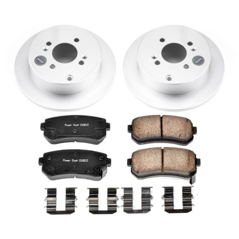 Hyundai Accent Brake Kit - Rear - PowerStop - Geomet Coated Rotors + Z17 Low-Dust Ceramic Pads - `06-`07