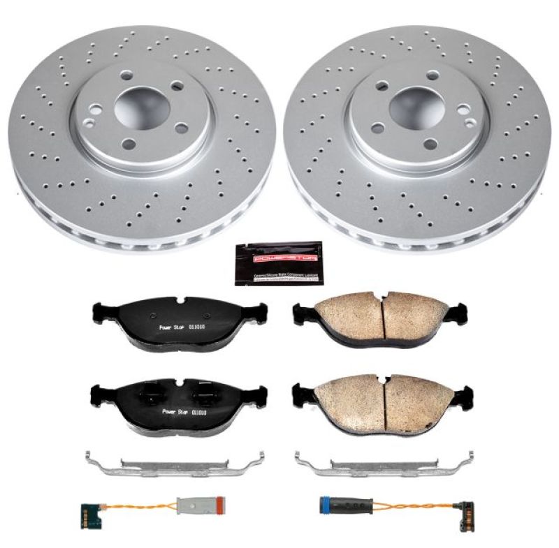 Mercedes-Benz E500 Brake Kit - Front - PowerStop - Geomet Coated Rotors + Carbon-Fiber Ceramic Pads - `04-`05