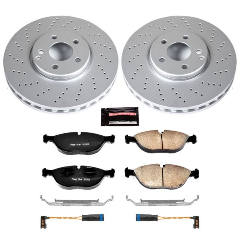 Mercedes-Benz S430 Brake Kit - Front - PowerStop - Geomet Coated Rotors + Z23 Carbon-Fiber Ceramic Pads - `03-`06