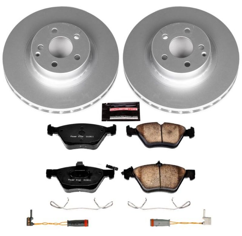 Mercedes-Benz E320 Brake Kit - Front - PowerStop - Geomet Coated Rotors + Z23 Carbon-Fiber Ceramic Pads - `04-`05