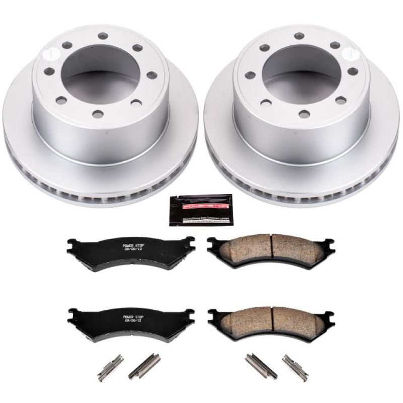Ford E-150 Brake Kit - Rear - PowerStop - Genuine Geomet Coated Rotors + Z17 Low-Dust Ceramic Pads - 2007