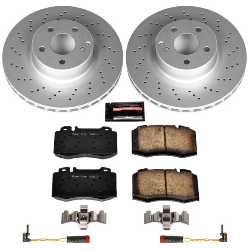 Mercedes-Benz CL500 Brake Kit - Front - PowerStop - Geomet Coated Rotors + Z23 Carbon-Fiber Ceramic Pads - `00-`03