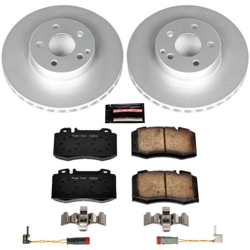 Mercedes-Benz E500 Brake Kit - Front - PowerStop - Geomet Coated Rotors + Z23 Carbon-Fiber Ceramic Pads - `03-`06