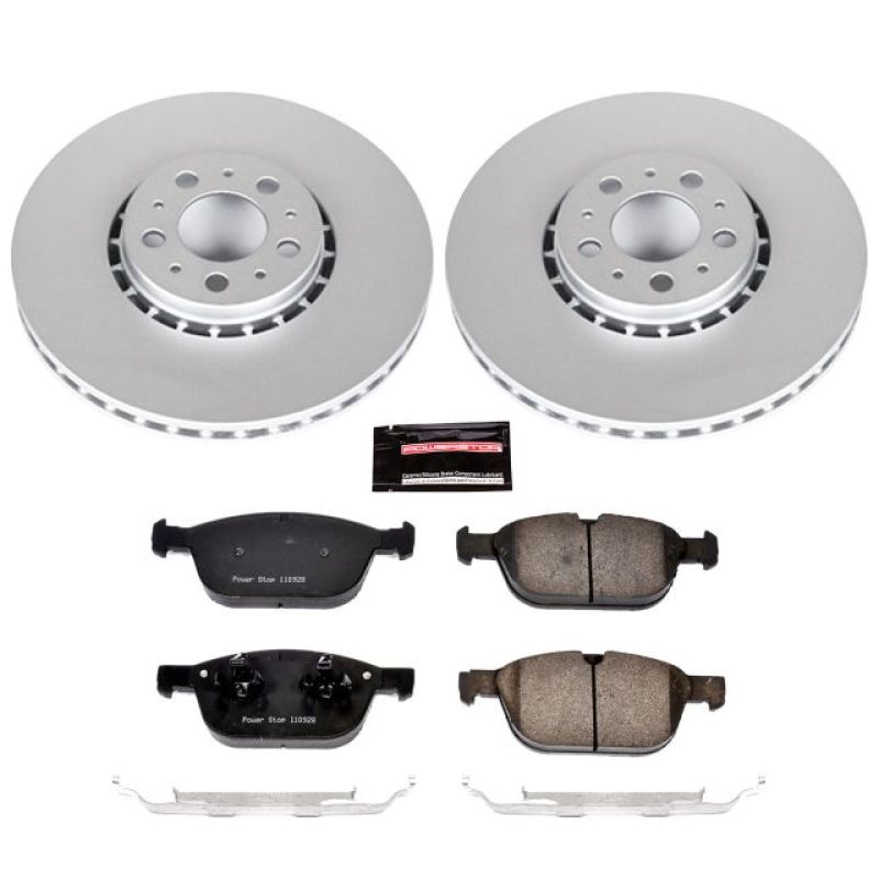 Volvo XC90 Brake Kit - Front - PowerStop - Geomet Coated Rotors + Carbon-Fiber Ceramic Pads - `03-`14