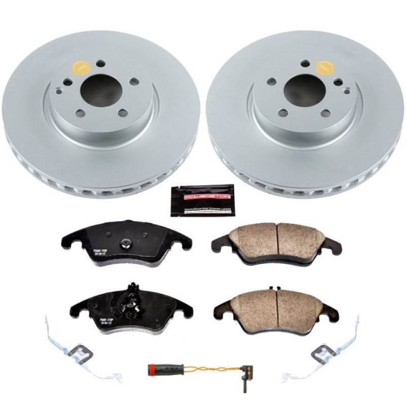 Mercedes-Benz C300 Brake Kit - Front - PowerStop - Z23 Evolution Sport + Carbon-Fiber Ceramic Pads + Geomet Coated Rotors - `13-`14