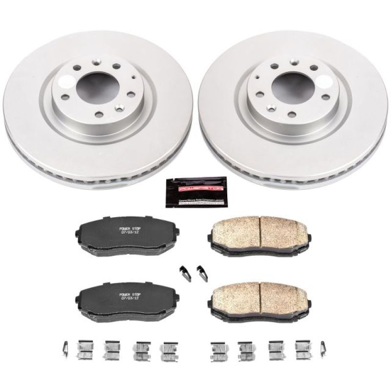 Mazda CX-9 Brake Kit - Front - PowerStop - Z17 Evolution Geomet Coated Rotors + Low-Dust Ceramic Pads - `07-`15