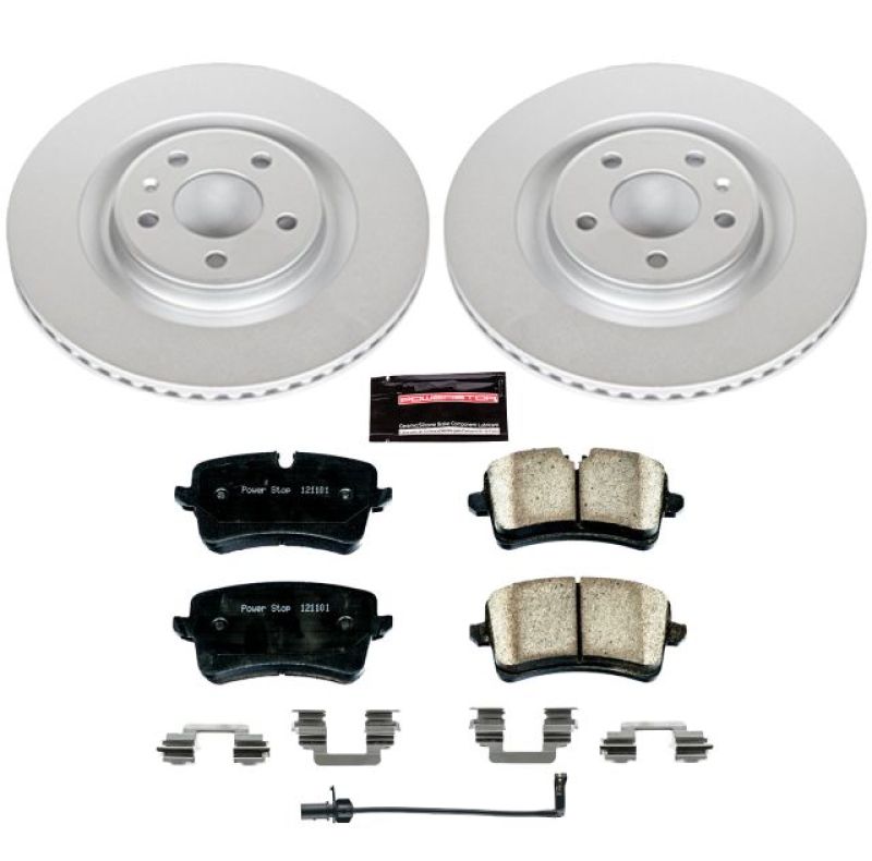 Audi A6 Brake Kit - Rear - PowerStop - Geomet Coated Rotors + Carbon-Fiber Ceramic Pads - `14-`18