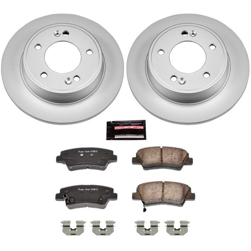 Hyundai Elantra Brake Kit - Rear - PowerStop - Z17 Evolution Geomet Coated Rotors + Low-Dust Ceramic Pads - `11-`19