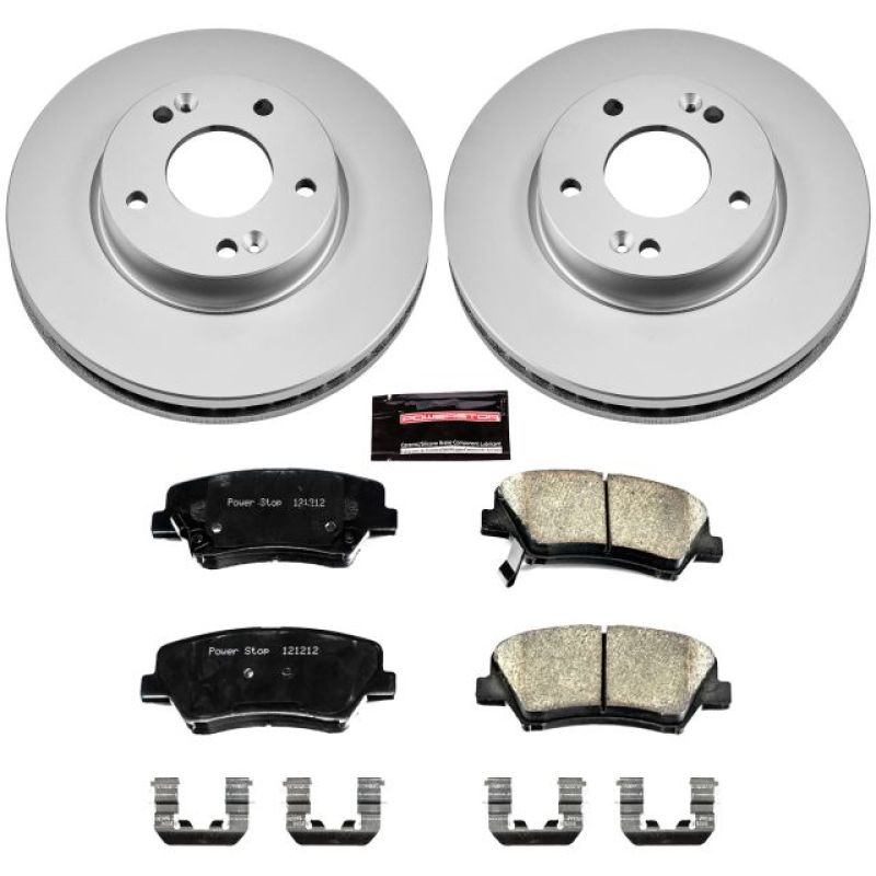 Hyundai Elantra Brake Kit - Front - PowerStop - Geomet Coated Rotors + Z17 Low-Dust Ceramic Pads - `11-`16