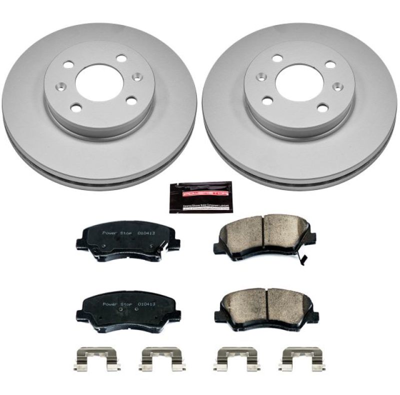 Hyundai Accent Brake Kit - Front - PowerStop - Z17 Evolution Geomet Coated Rotor + Low-Dust Ceramic Pads - `12-`18