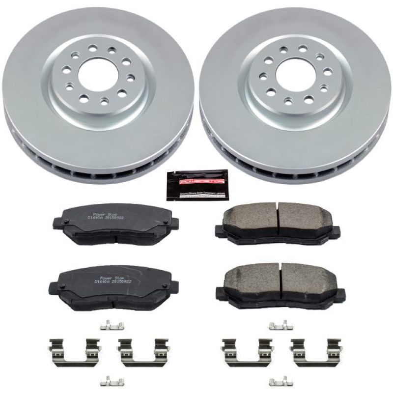 Chrysler 200 Brake Kit - Front - PowerStop - Z17 Evolution Geomet Coated Rotors + Low-Dust Ceramic Pads - `15-`17