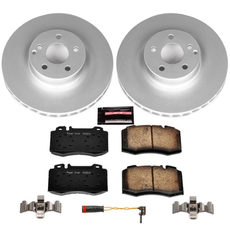 Mercedes-Benz E550 Brake Kit - Front - PowerStop - Genuine Geomet Coated Rotors + Z23 Carbon-Fiber Ceramic Pads - `07-`09