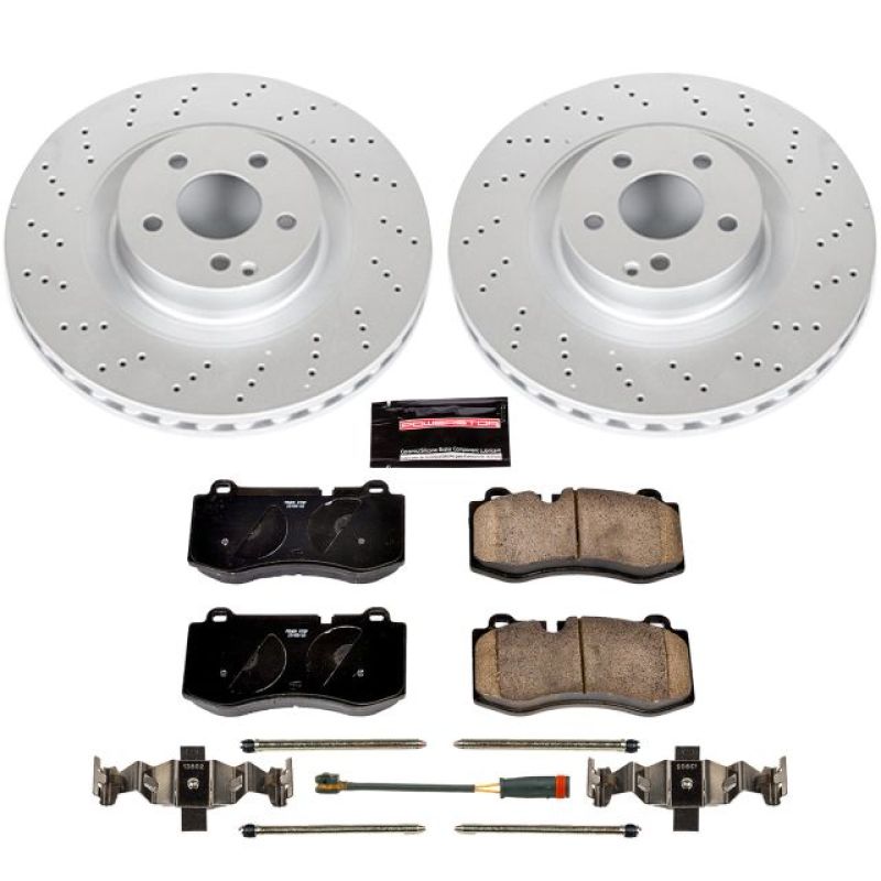 Mercedes-Benz CL550 Brake Kit - Front - PowerStop - Evolution Geomet Coated Rotors + Z23 Carbon-Fiber Ceramic Pads - `09-`14