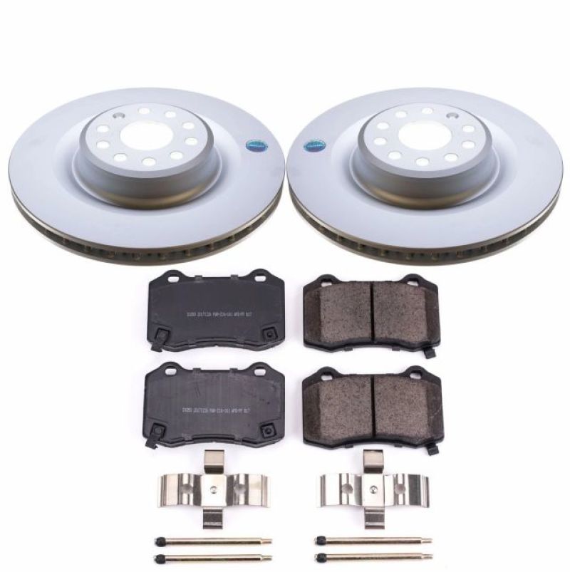 Tesla Model S Brake Kit - Rear - PowerStop - Genuine Geomet Coated Rotors + Z17 Low-Dust Ceramic Pads - `12-`16