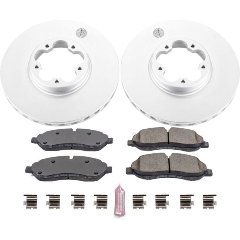 Ford Transit-350 HD Brake Kit - Front - PowerStop - Z17 Evolution Geomet Coated Rotors + Low-Dust Ceramic Pads - `15-`18