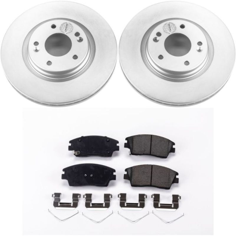Hyundai Elantra Brake Kit - Front - PowerStop - Z17 Evolution Geomet Coated Rotors + Low-Dust Ceramic Pads - `17-`19
