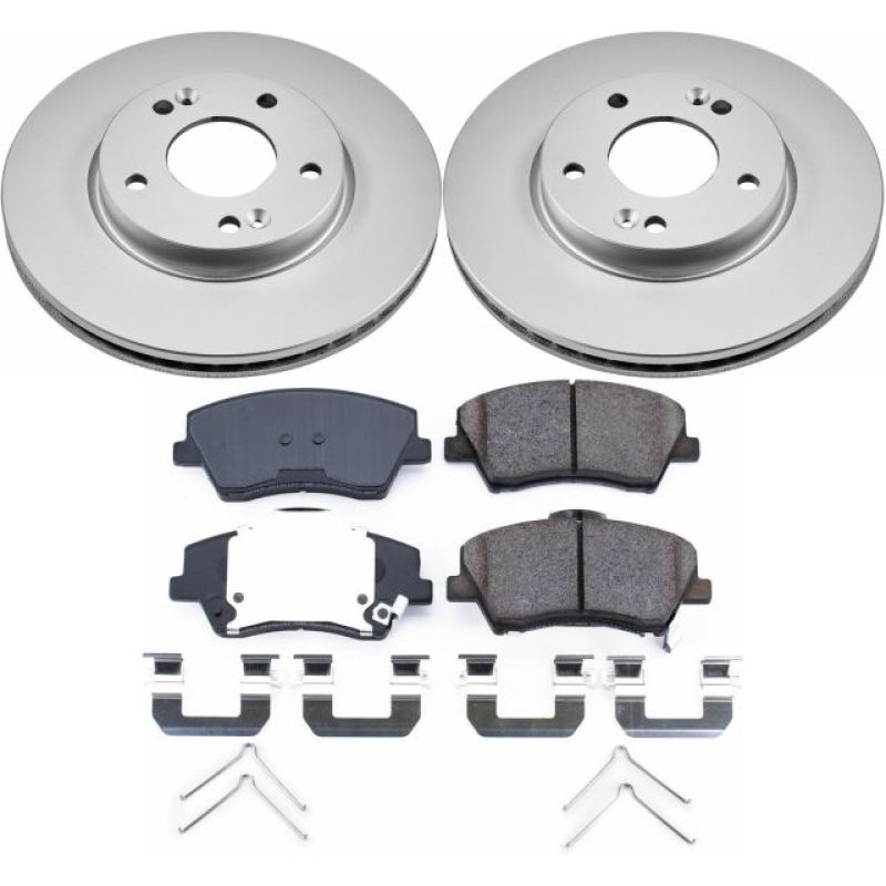 Hyundai Elantra Brake Kit - Front - PowerStop - Z17 Evolution Geomet Coated Rotors + Low-Dust Ceramic Pads - `17-`19