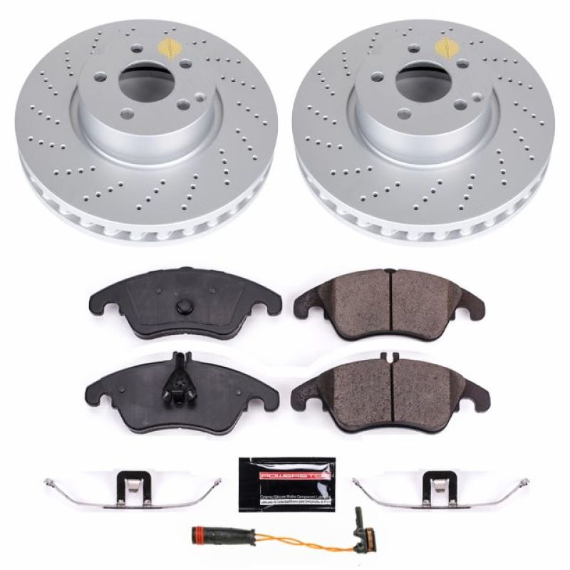 Mercedes-Benz C300 Brake Kit - Front - PowerStop - Geomet Coated Rotors + Z23 Carbon-Fiber Ceramic Pads - 2014