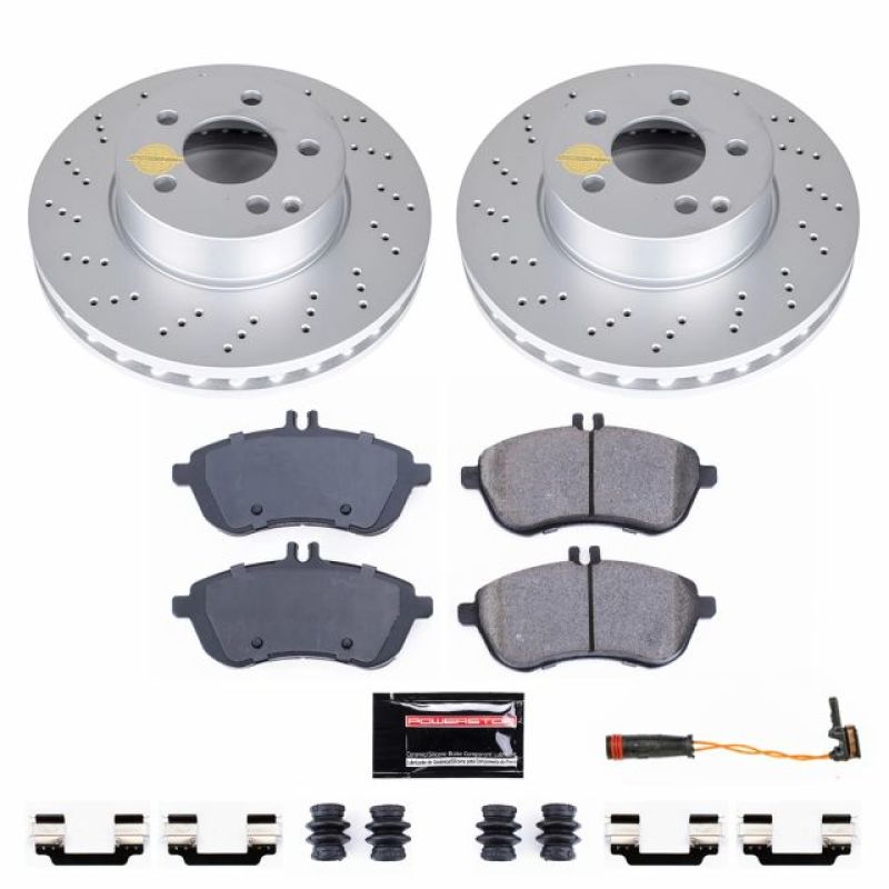 Mercedes-Benz C250 Brake Kit - Front - PowerStop - Geomet Coated Rotors + Carbon-Fiber Ceramic Pads - 2015