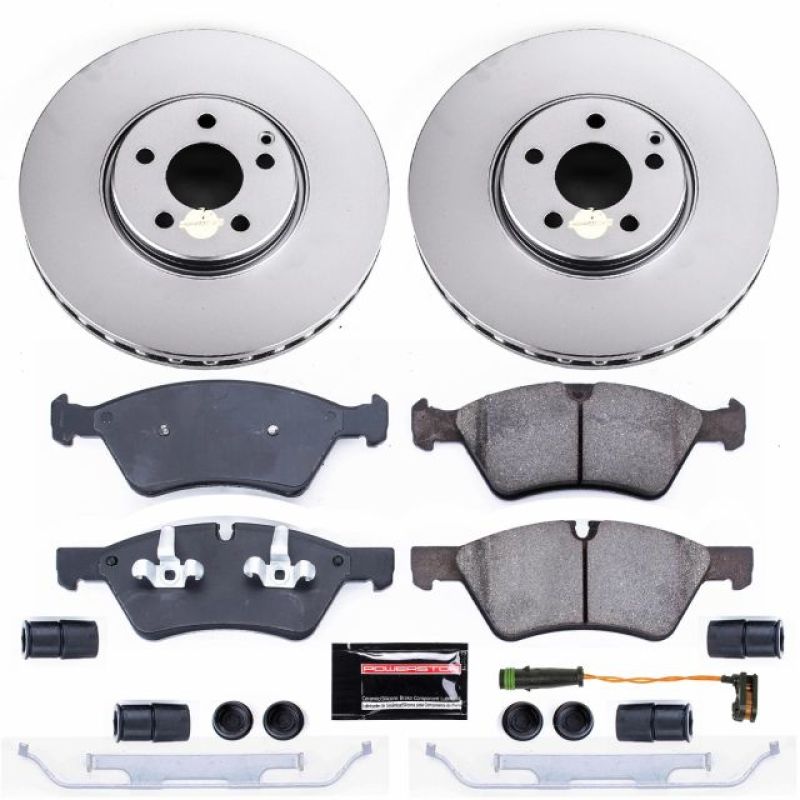 Mercedes-Benz E550 Brake Kit - Front - PowerStop - Geomet Coated Rotors + Z23 Carbon-Fiber Ceramic Pads - `07-`09