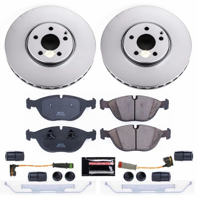 Mercedes-Benz E500 Brake Kit - Front - PowerStop - Z23 Evolution Sport Coated Rotors + Carbon-Fiber Ceramic Pads - `04-`05