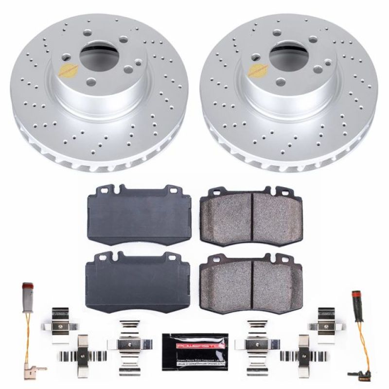 Mercedes-Benz E500 Brake Kit - Front - PowerStop - Geomet Coated Rotors + Carbon-Fiber Ceramic Pads - `04-`06