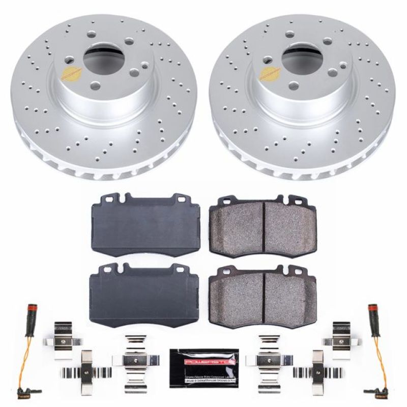 Mercedes-Benz SL500 Brake Kit - Front - PowerStop - Geomet Coated Rotors + Z23 Carbon-Fiber Ceramic Pads - `03-`06