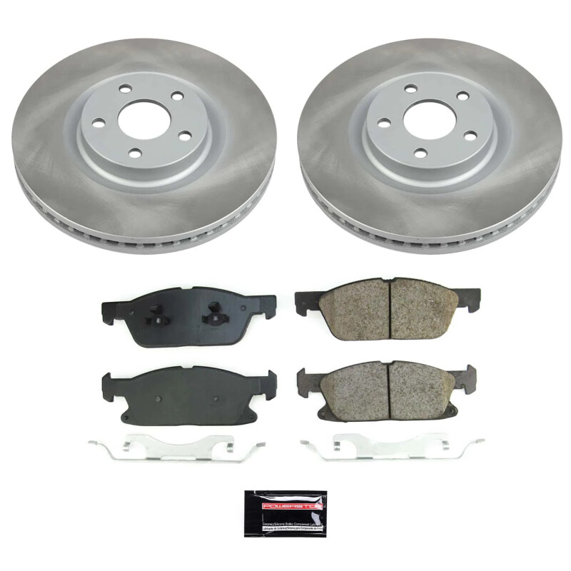Volkswagen Golf Brake Kit - Front + Rear - PowerStop - Genuine Geomet High-Carbon Coated Rotors + Carbon-Fiber Ceramic Pads - `15-`19