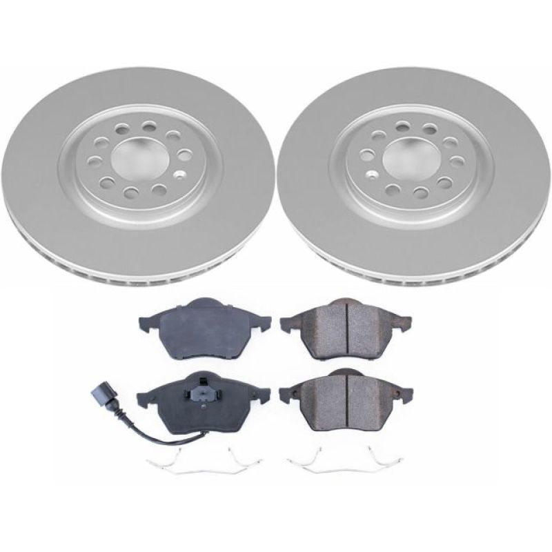 Audi TT Brake Kit - Front - PowerStop - Geomet Coated Rotors + Z23 Carbon-Fiber Ceramic Pads - `99-`06